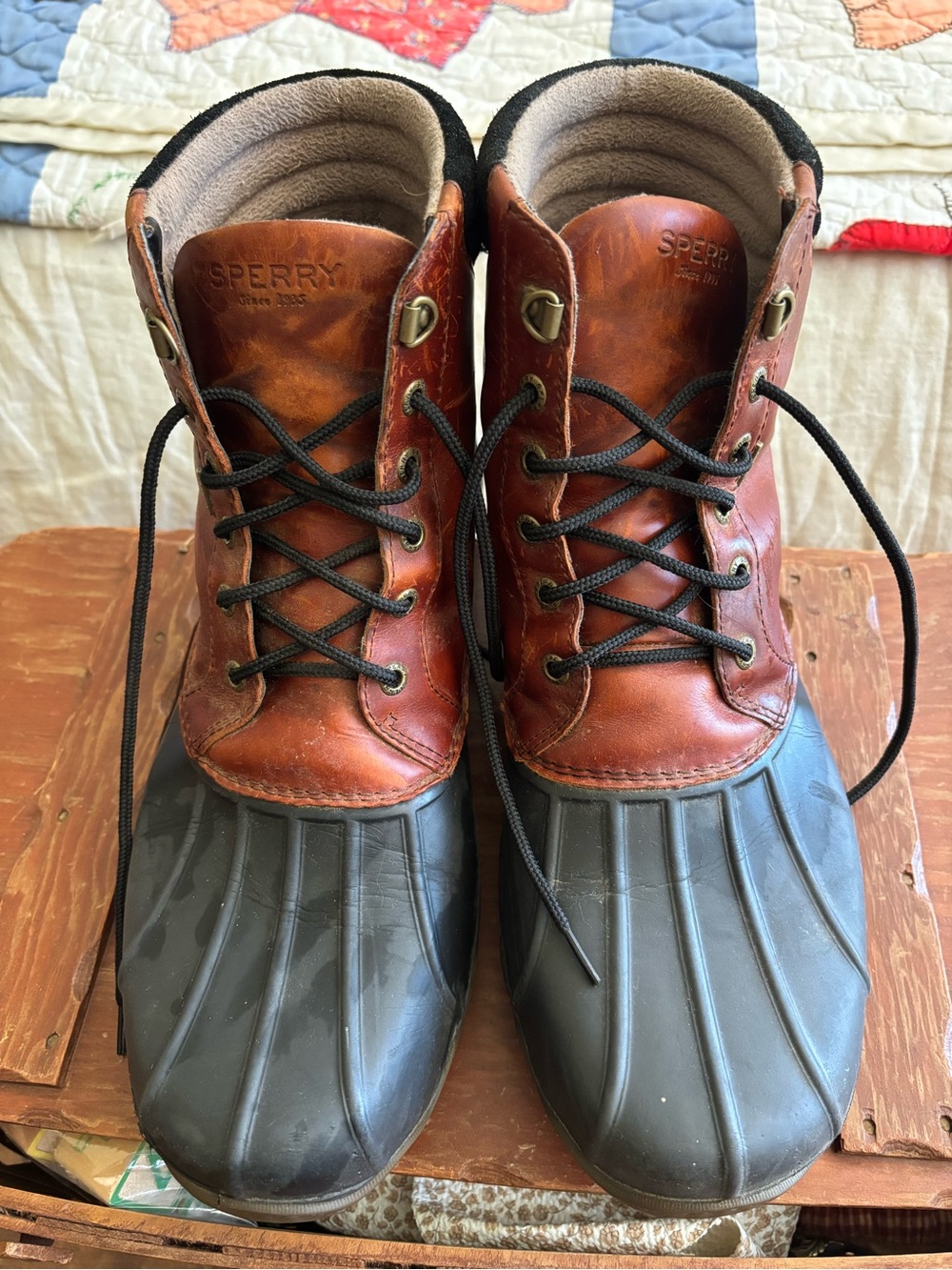 Sperry Men’s Brown Leather and Black Rubber Duck Boots